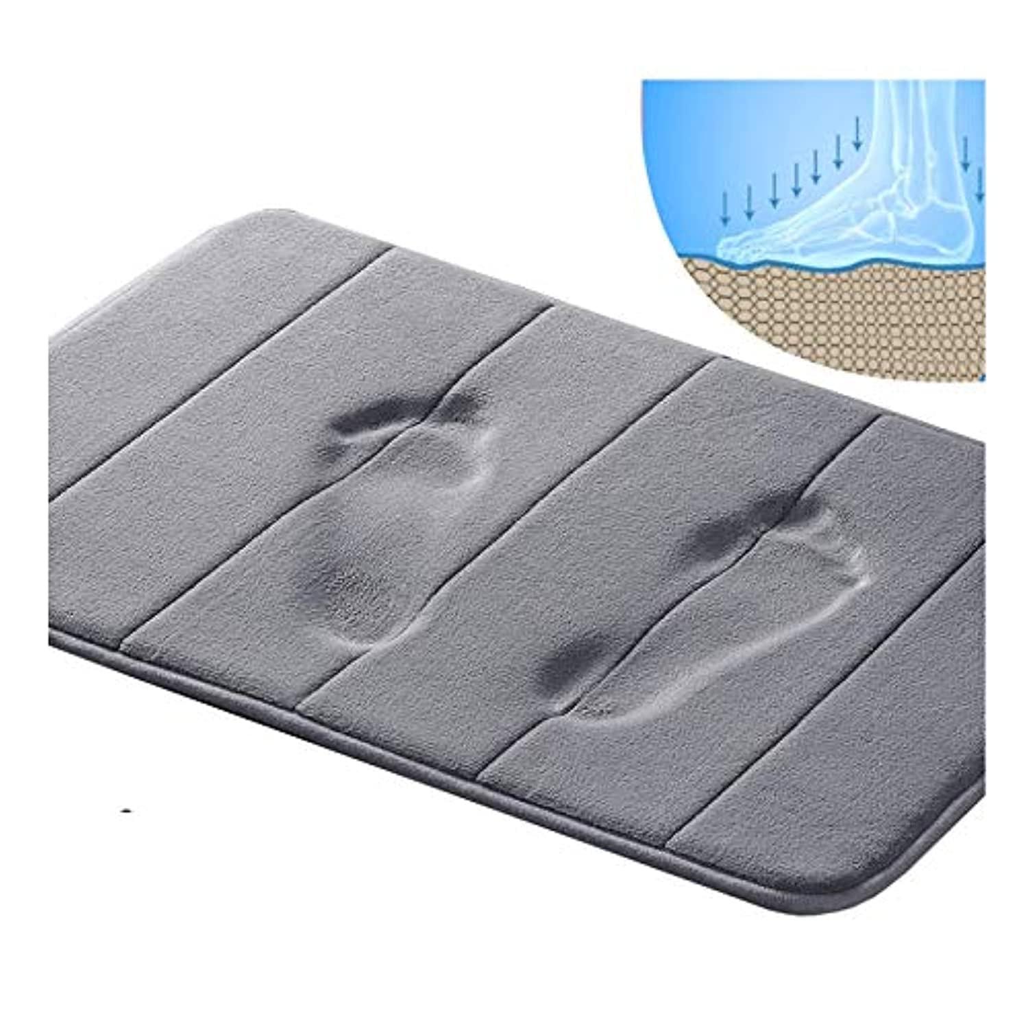 Anti-slip Memory Foam Non-slip Bathroom Mat - 15.7in x 23.6in, Gray
