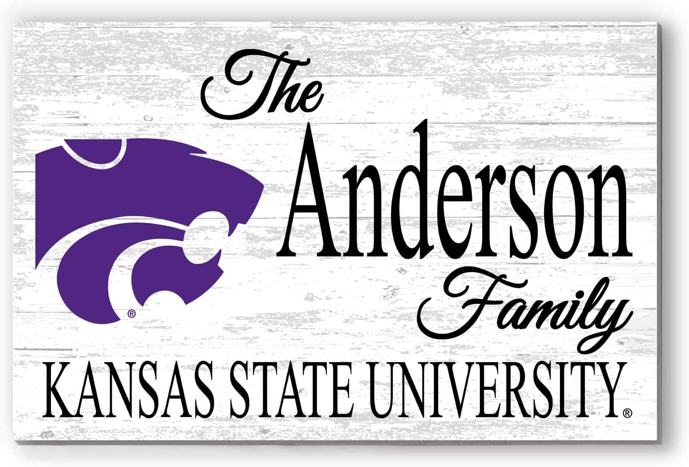 Kansas State Family Name Sign Solid Wood for K-State Family, Fans, Alumni, Students or Graduation
