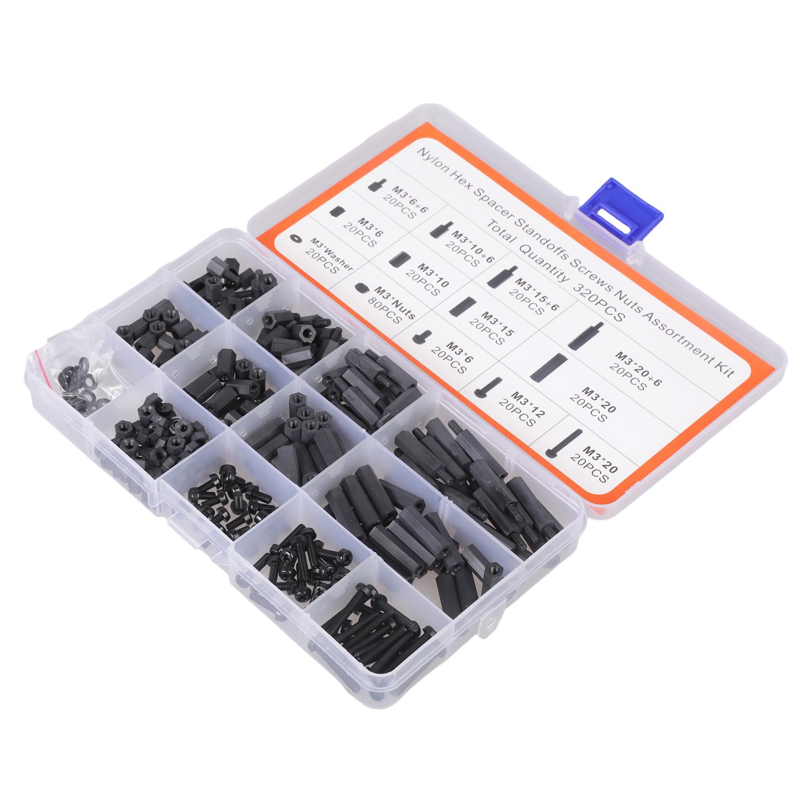 320Pcs Nylon Hexagonal Standoffs Spacers Screws Nut Flat Washers Assortment Set for Circuit Board and Computer Building Motherboard Standoffs and Screws Assortment Set