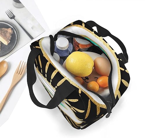 Miniatura 4 de Hamsa - Bolsa de almuerzo aislada con estampado de ojo malvado de ojo dorado para mujeres y hombres, reutilizable, duradera, impermeable, bolsa