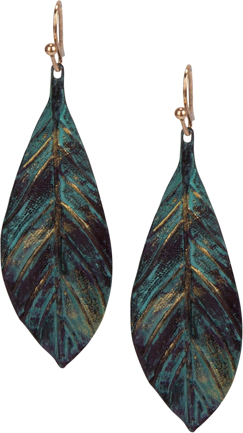 Handmade Boho Lightweight Statement Leaf Earrings with Detailed Texture for Women