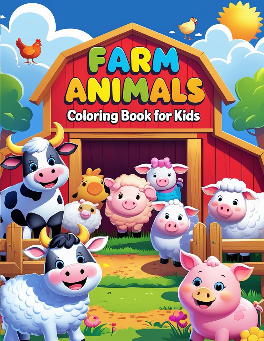 Farm Animals Coloring Book for Kids