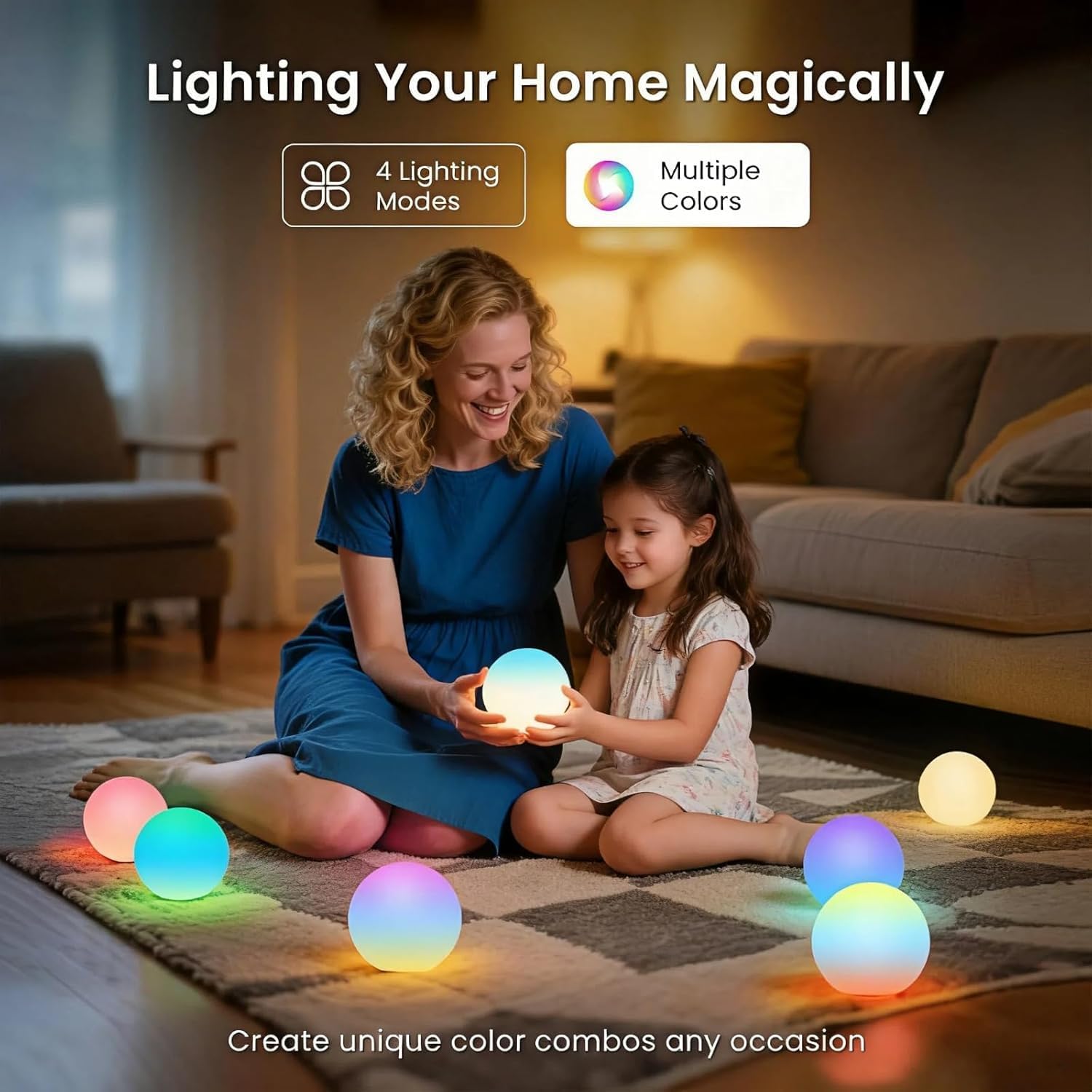 LOFTEK LED Ball Light, 3-inch Rechargeable Globe Lights, Color-Changing Ball Lamp with Remote, Waterproof Orb Light, Smart Sphere Night Light for Home Bedroom Pool Decor, Gift, 8 Pack