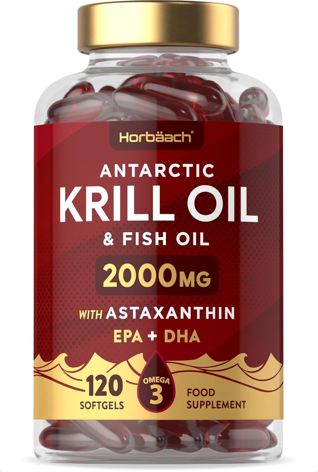 Krill Olie Capsules 2000mg met DHA, EPA en Astaxanthine | Antarctische Krillolie met Belangrijke Omega 3 Vetzuren | Horbaach