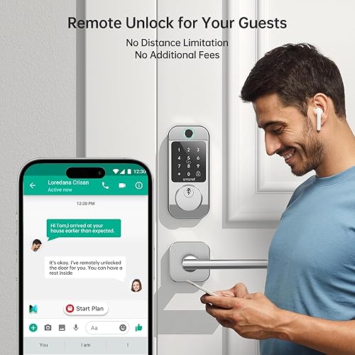 Miniatura 4 de SMONET Cerraduras inteligentes de huellas dactilares para puerta delantera con juego de manija, entrada sin llave, cerrojo de teclado digital