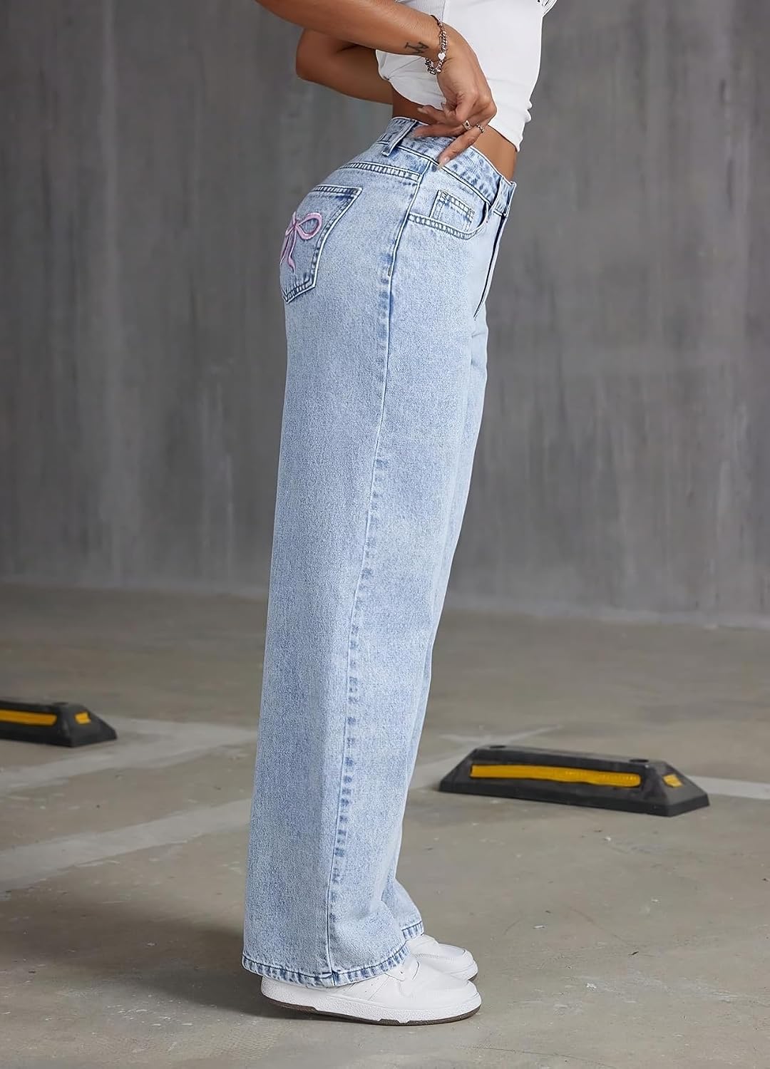 Girls Baggy Jeans Y2k Girls Distressed Pants High Elastic Waist Denim Outfits for Teens Boyfriend Skater Streetwear 7-14Y