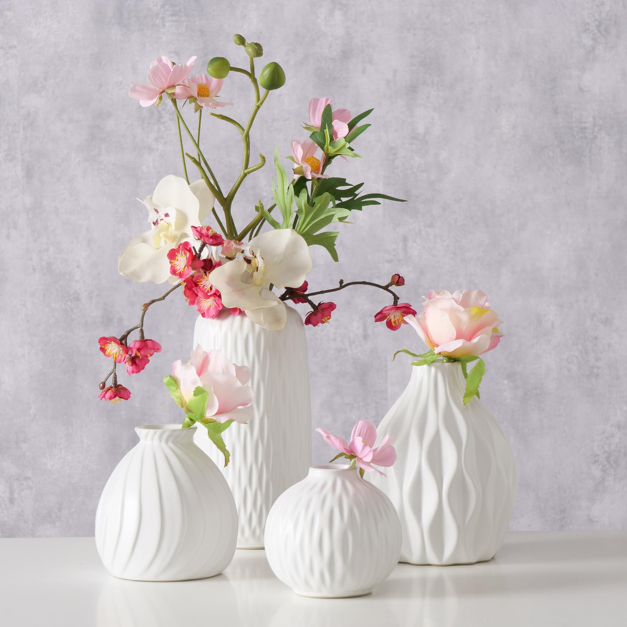 Boltze Zalina 2038306 Vase in White 4-Piece Matte Porcelain, Mittel - Image 2