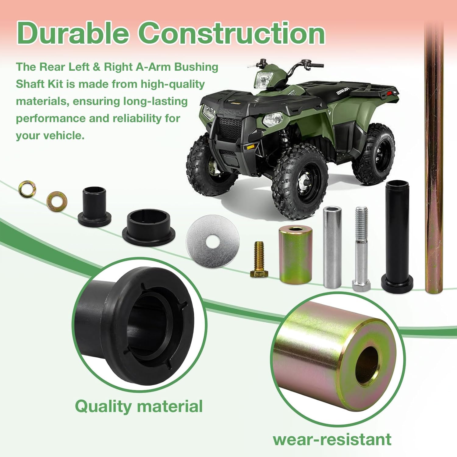 5020826 5133806 5434548 Rear Left & Right A-Arm Bushing Shaft Kit Compatible with Polaris Sportsman 400 450 500 600 700 800, Replace 5020826 5434548 5434551 5133806 5434550