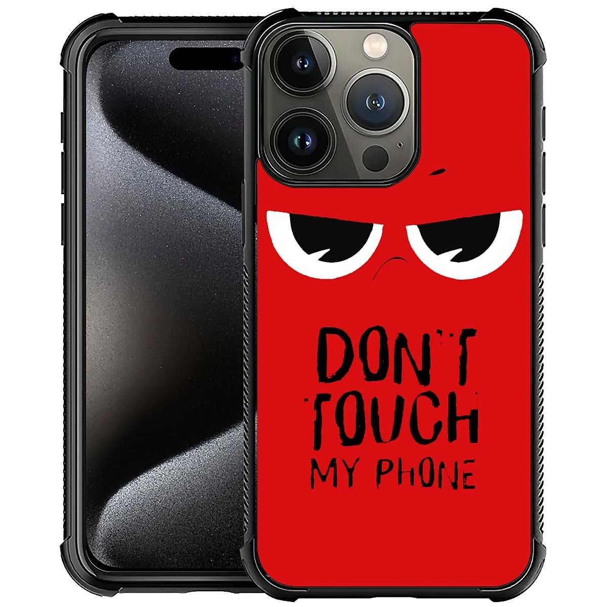 Yuning419 Case Compatible with iPhone 16 Pro,Pattern Plexiglass Cover for Boys Girls,Shockproof Anti-Scratch Drop Protection,Don't Touch My Phone