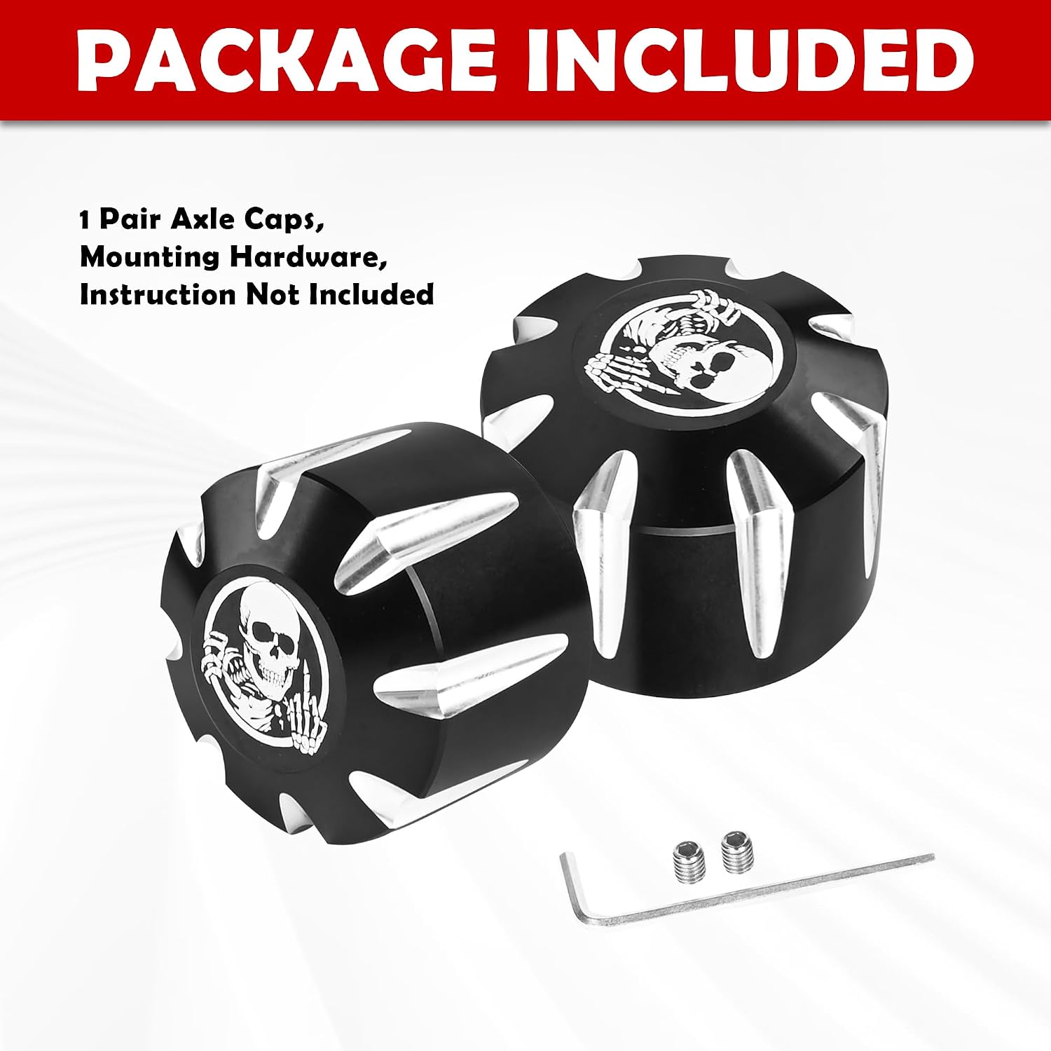 CNC Aluminum Rear Wheel Axle Nut Covers Caps For Can Am Spyder F3 RT ST RS GS 2008-2024 Axle Blocks Accessories(Black w/Gothic Skull Pattern)
