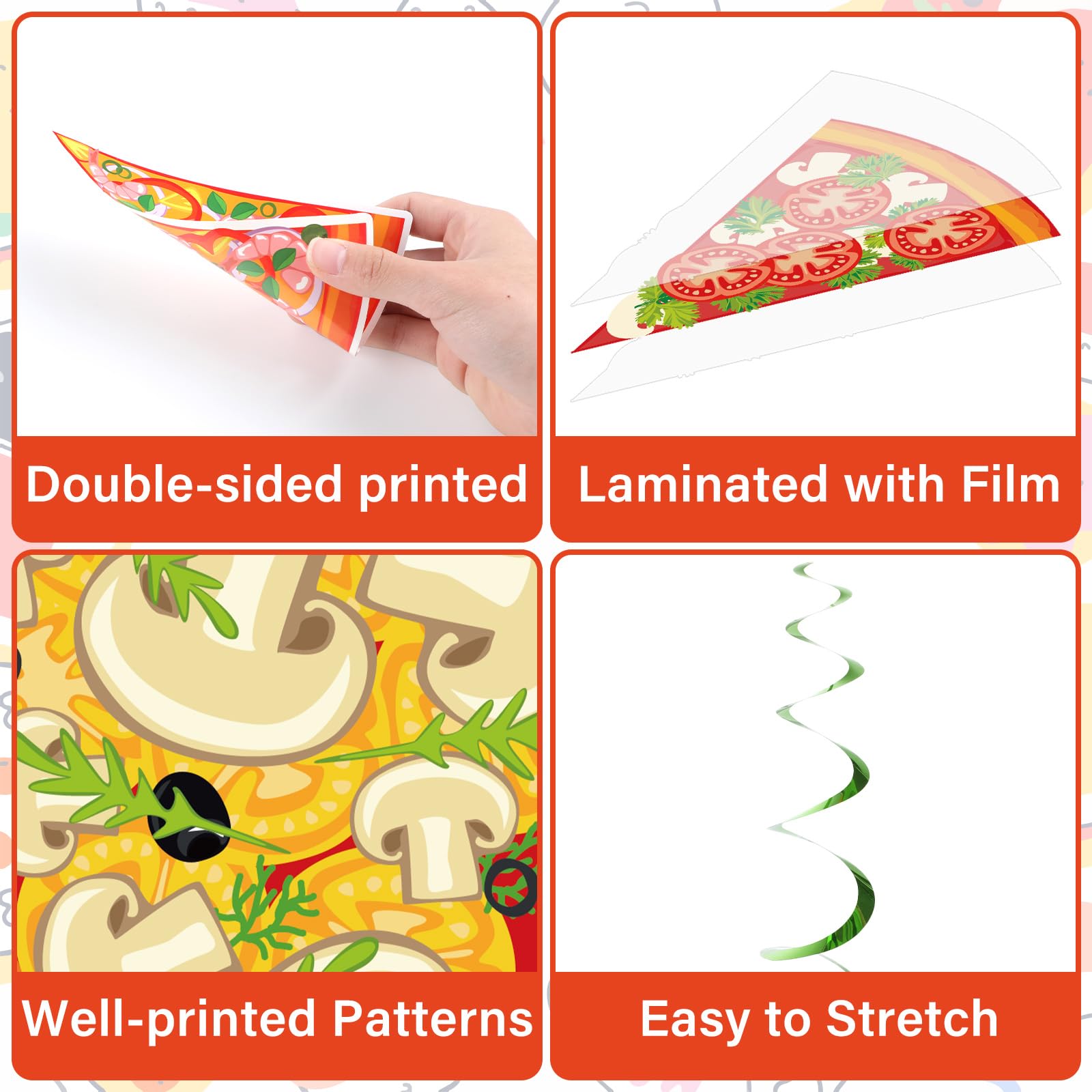 Pizza Party Hanging Swirls 20Pcs - Fast Food Theme Ceiling Decorations