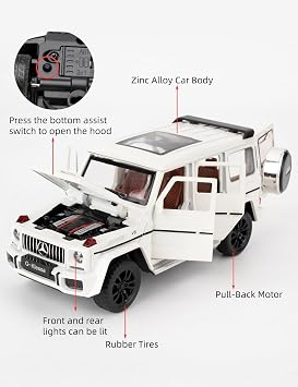 1/32 Scale Car Model Compatible for Collectible G63 AMG Diecast Toy Vehicle, Zinc Alloy Pull Back Toy Car with Sound and Light for Adult Boys Girls 3 4 5 6 7 8(White)
