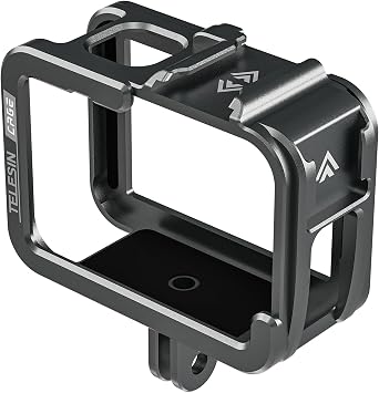 TELESIN Aluminum Case Metal Cage Protective Frame Housing for GoPro Hero 13 12 11 10 9, Fits for Go Pro When ND CPL Lens Filter Max Lens Mount on, with Cold Shoe Connect to Video Light Microphone