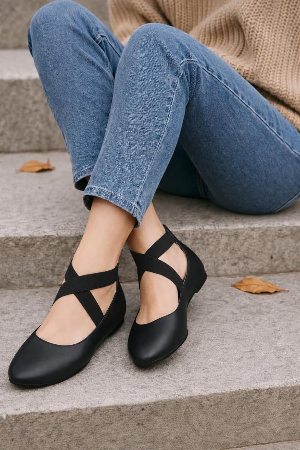 Women's Comfortable Ballet Flats with Strap, Ballerina Flats with Elastic Ankle Straps for Women Renaissance Shoes Women Flat Ballerina Shoes - Image 2