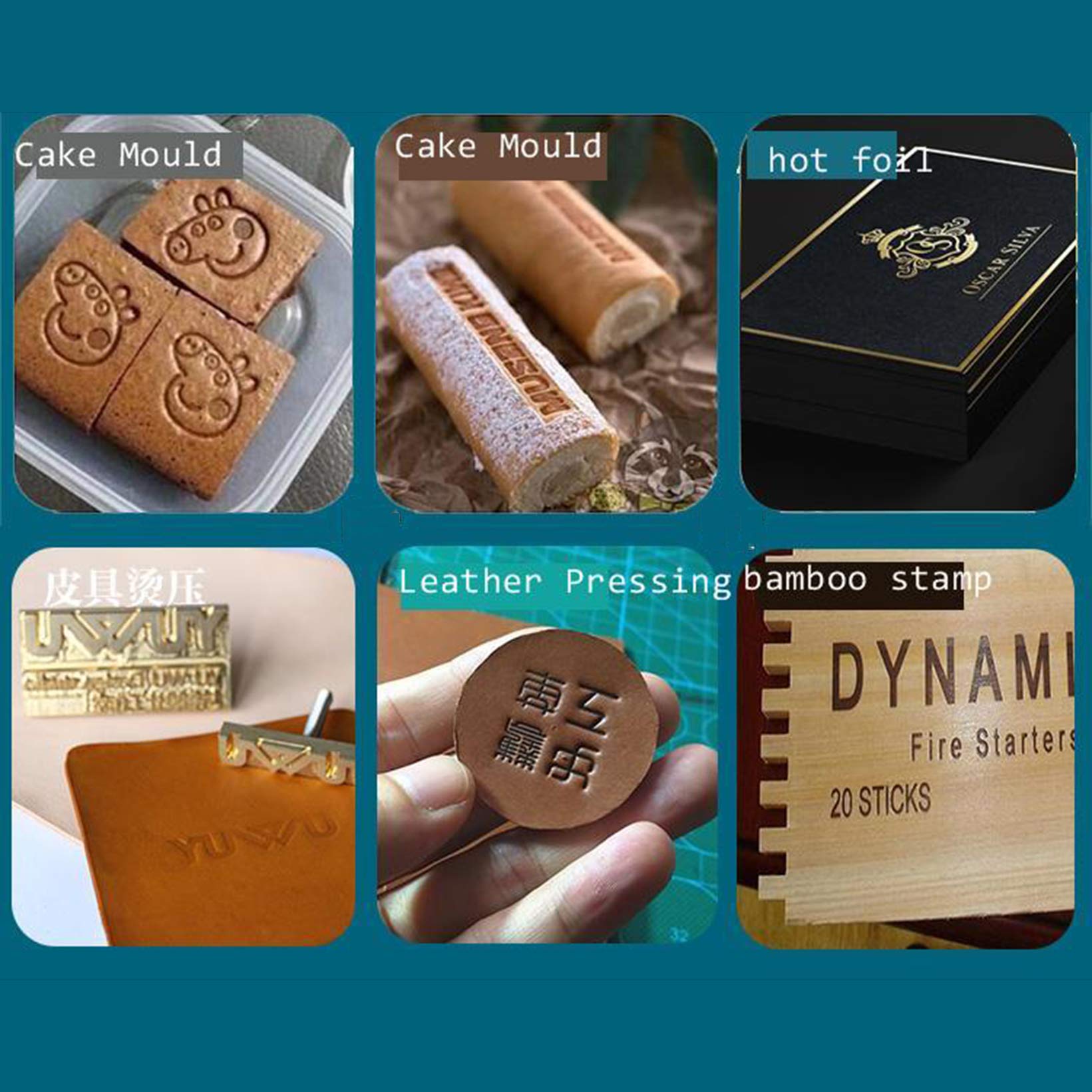 Macchina per stampaggio a Caldo Portatile, stampaggio/Cuoio/Torta in Legno di Marca di Marca di goffratura con Timbro Logo Personalizzato Gratuito,Display Temperature