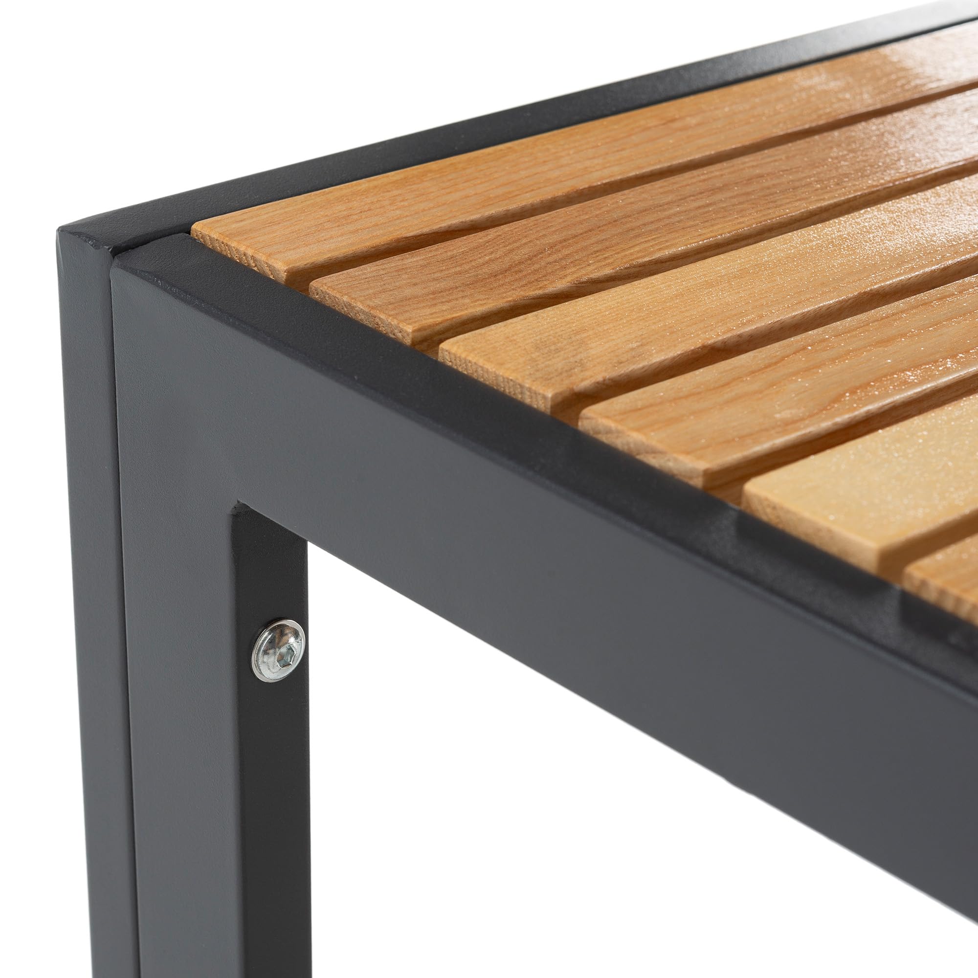 HOMN LIVING Mesa de Jardín Coral Cuadrada de Madera y Metal Negro, 70x70x72 cm
