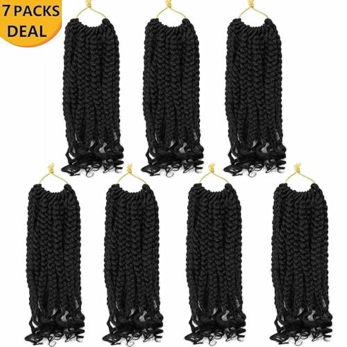 Miniatura 2 de 7 paquetes de trenzas de ganchillo con extremos rizados de 10 pulgadas, trenzas de ganchillo para mujeres negras (12 pulgadas, 2#)