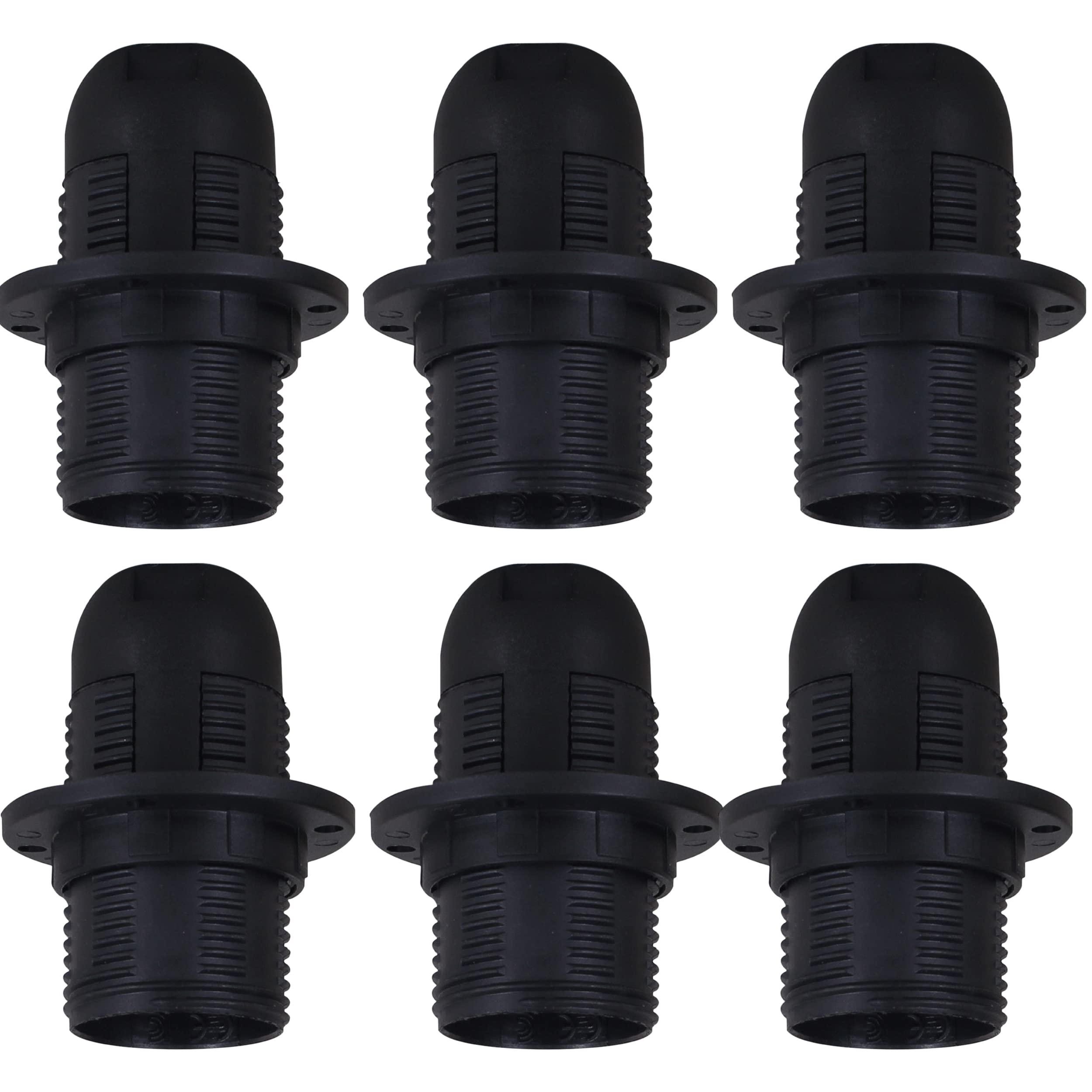6 Pack Retro Style Screw E27,E14 Light Bulb Lamp Holder Base Pendant Socket Switch Bulb Holder Edison Screw Black and White Plastic Lamp holder For Table Lamp Socket UK.