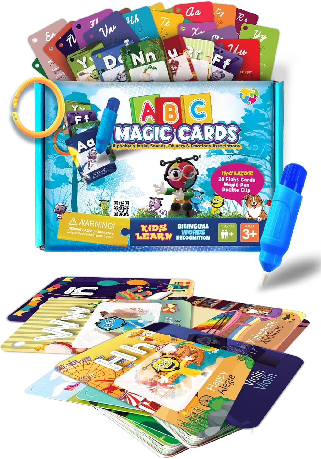ABC Bilingual Magic Cards – Alphabet’s Initial Sound, Objects & Emotions Associations (30 Pieces)
