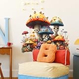 Evil Eye Halloween Wall Sticker Scary Mushroom Skull Wall Decals Peel and Stick Halloween Decoration for School Home Office Bathroom Day of The Dead Party Supplies Decor