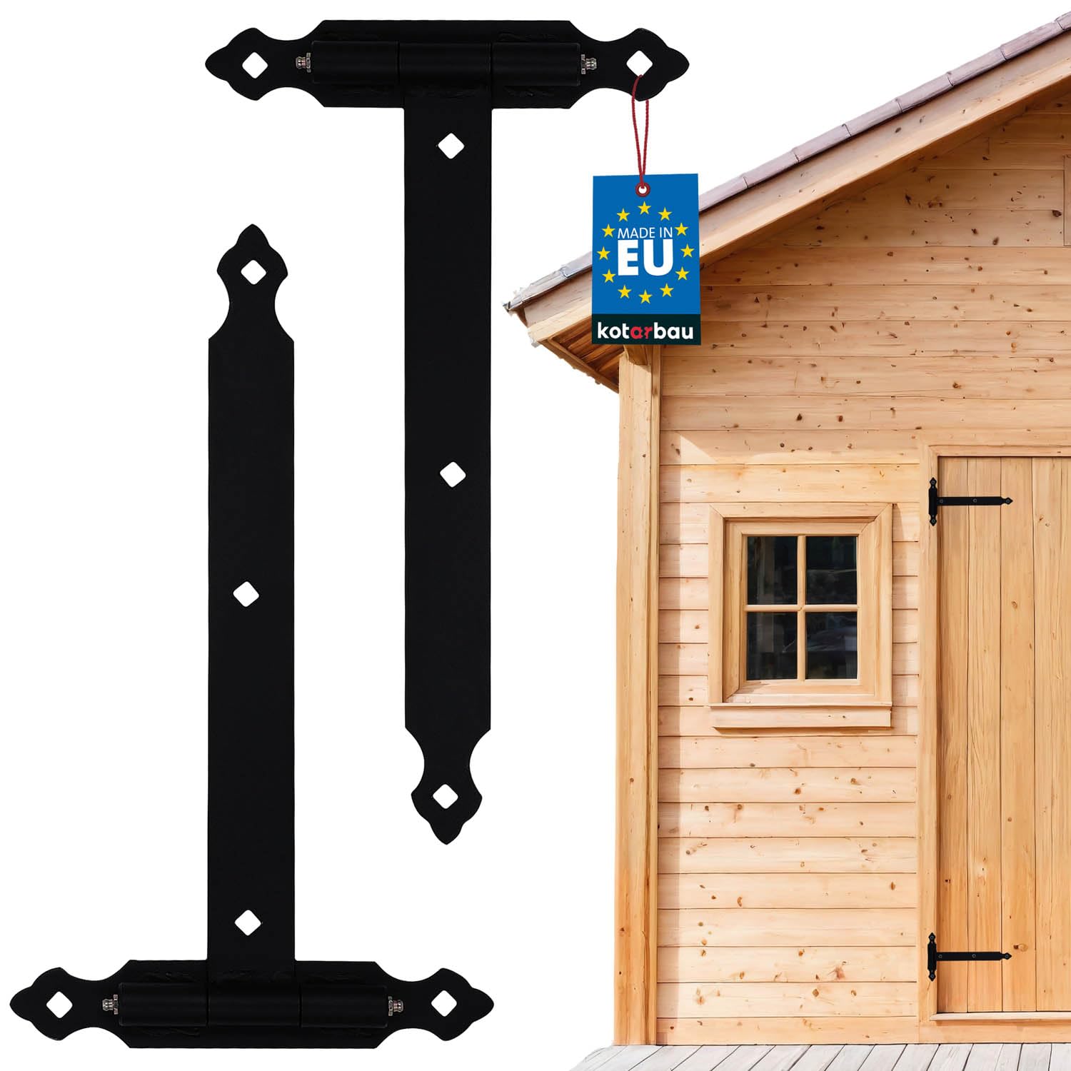 Charnières de portail 400 mm KOTARBAU avec plaque 245 mm et graisseur pour porte de jardin