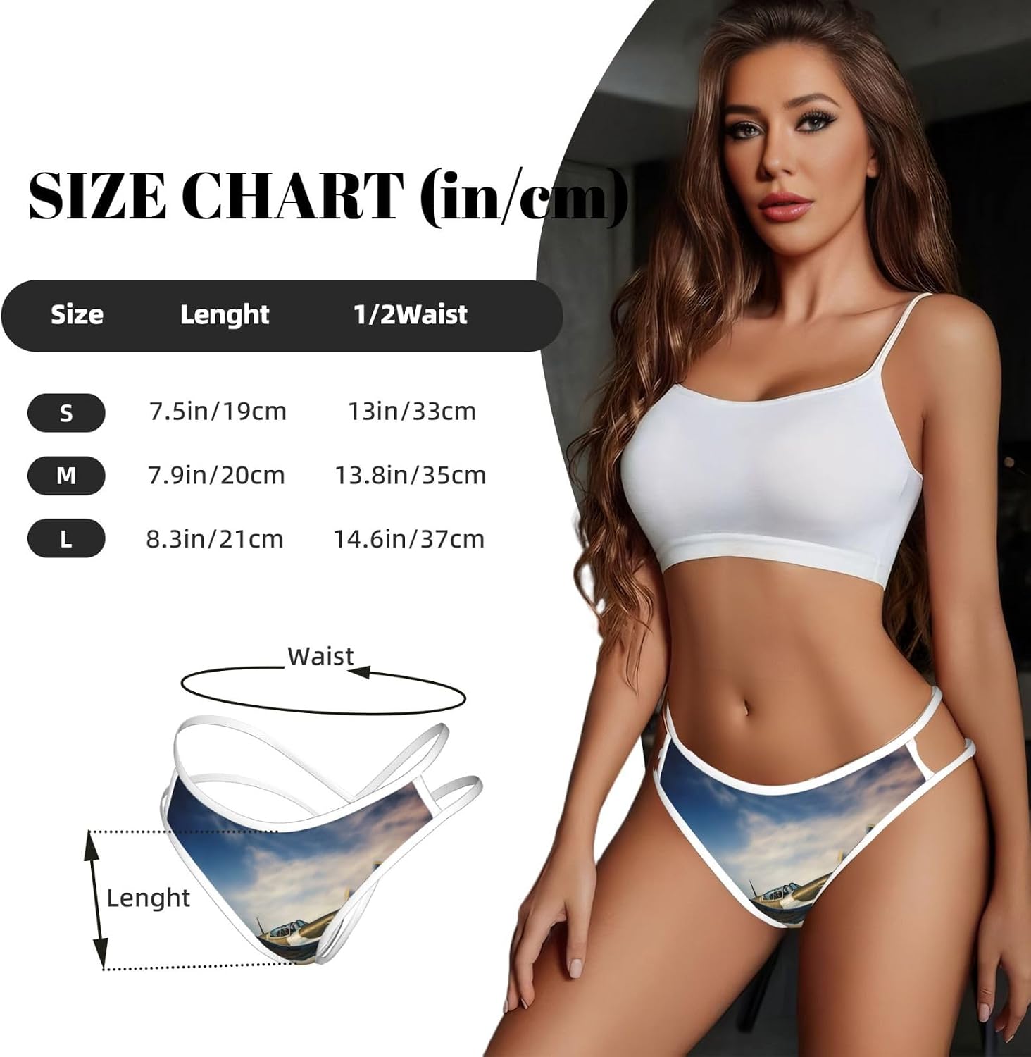 World War 2 Aircraft Airplane Print Sexy Underwear G String Thongs For Women Low Rise No Show Workout Panties For Sports And Yoga White