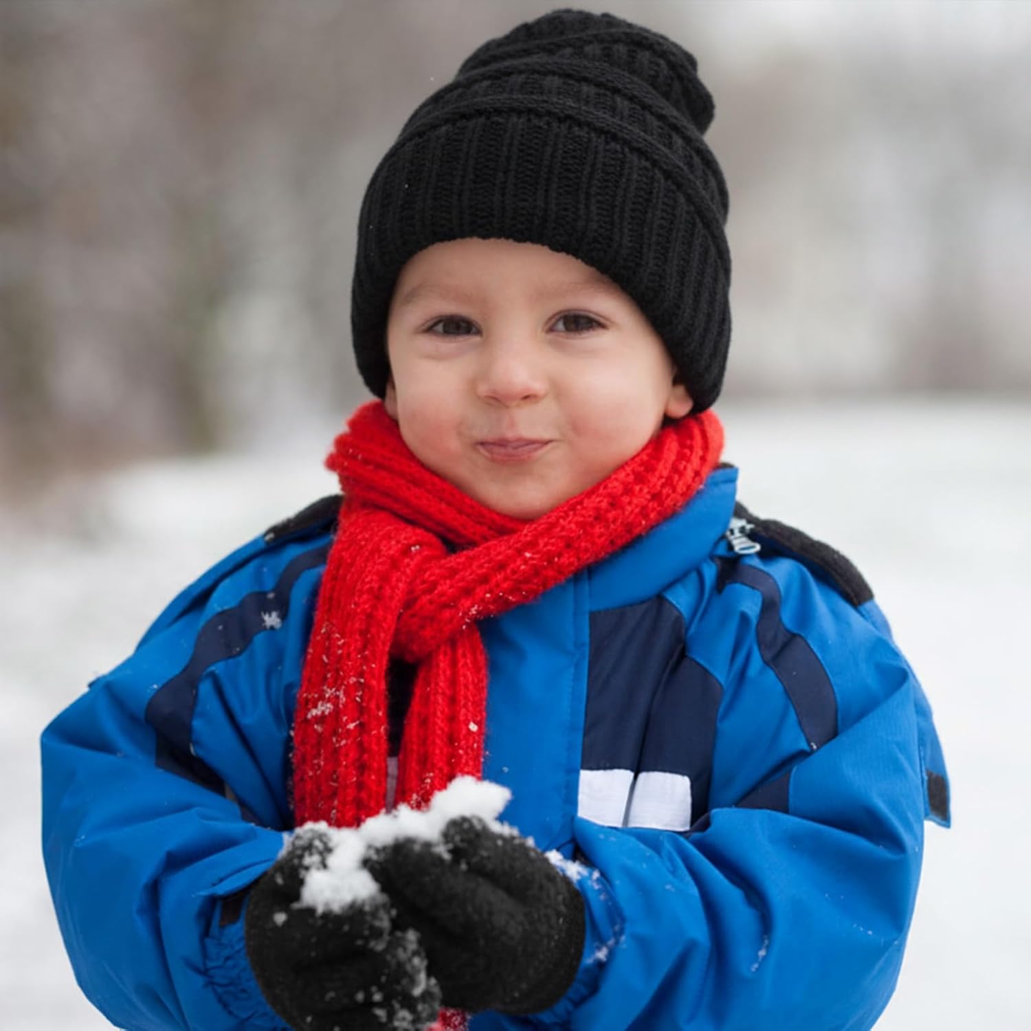 Geyoga 6 Pack Kids Winter Beanie Hat Gloves Set Boys Girls Warm Knitted Fleece Lined Pompom Hat for Children Toddler 3-8 Year - Image 6