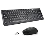 Wireless Keyboard and Mouse Combo for Windows, 2.4G Full-Sized External Cordless Computer Keyboard Mouse Combo for Laptop PC Desktop Chrome Mac, Number Pad 1600 DPI Silent Mouse USB Receiver (Black)