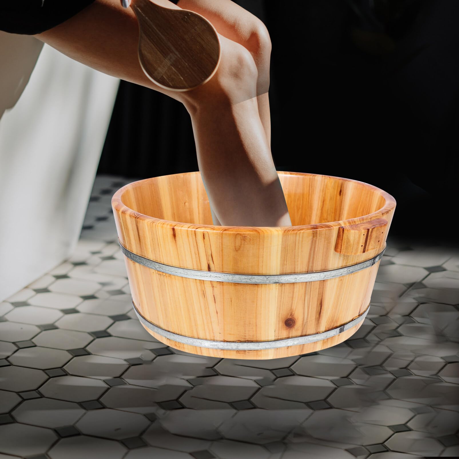 CLISPEED FußWanne FußBad Wanne Aus Holz Waschbecken FußBäDer Fusbadbad Wanne Eimer für Foot Spa Und FußMassage PediküRe, Entspannung, FußWanne Gegen Hornhaut, Passend für Alle GrößEn