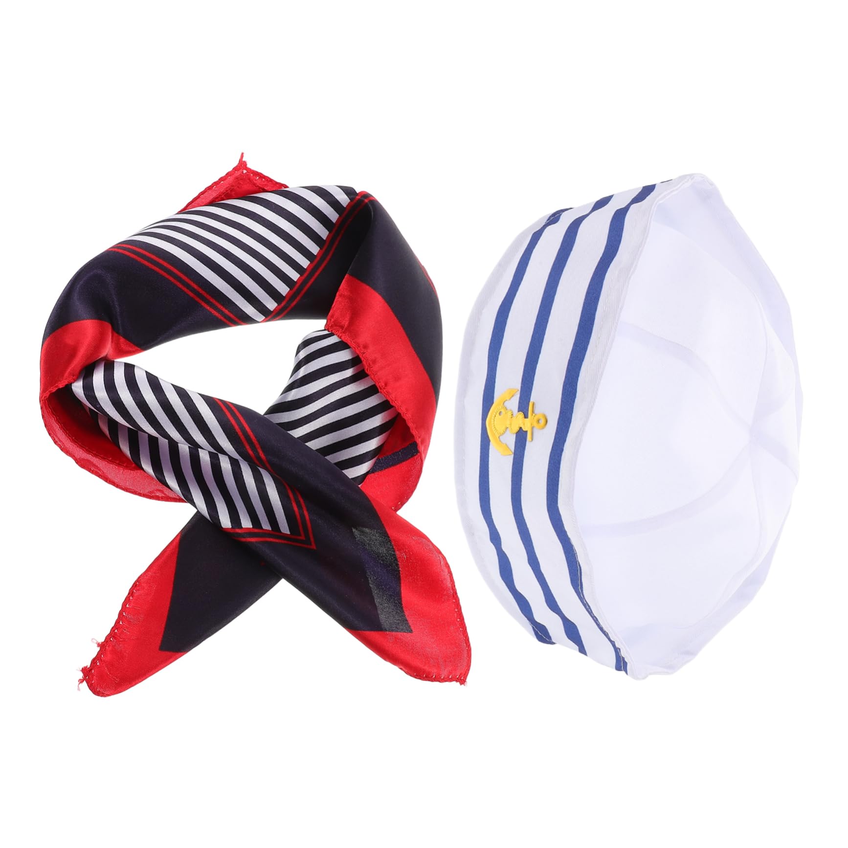 FOMIYES 1Set Adjustable Striped Sailor Hat with Scarf for Costume Parties Yacht Outings and Themed Events Stylish Captain Accessories for Dress Up Fun