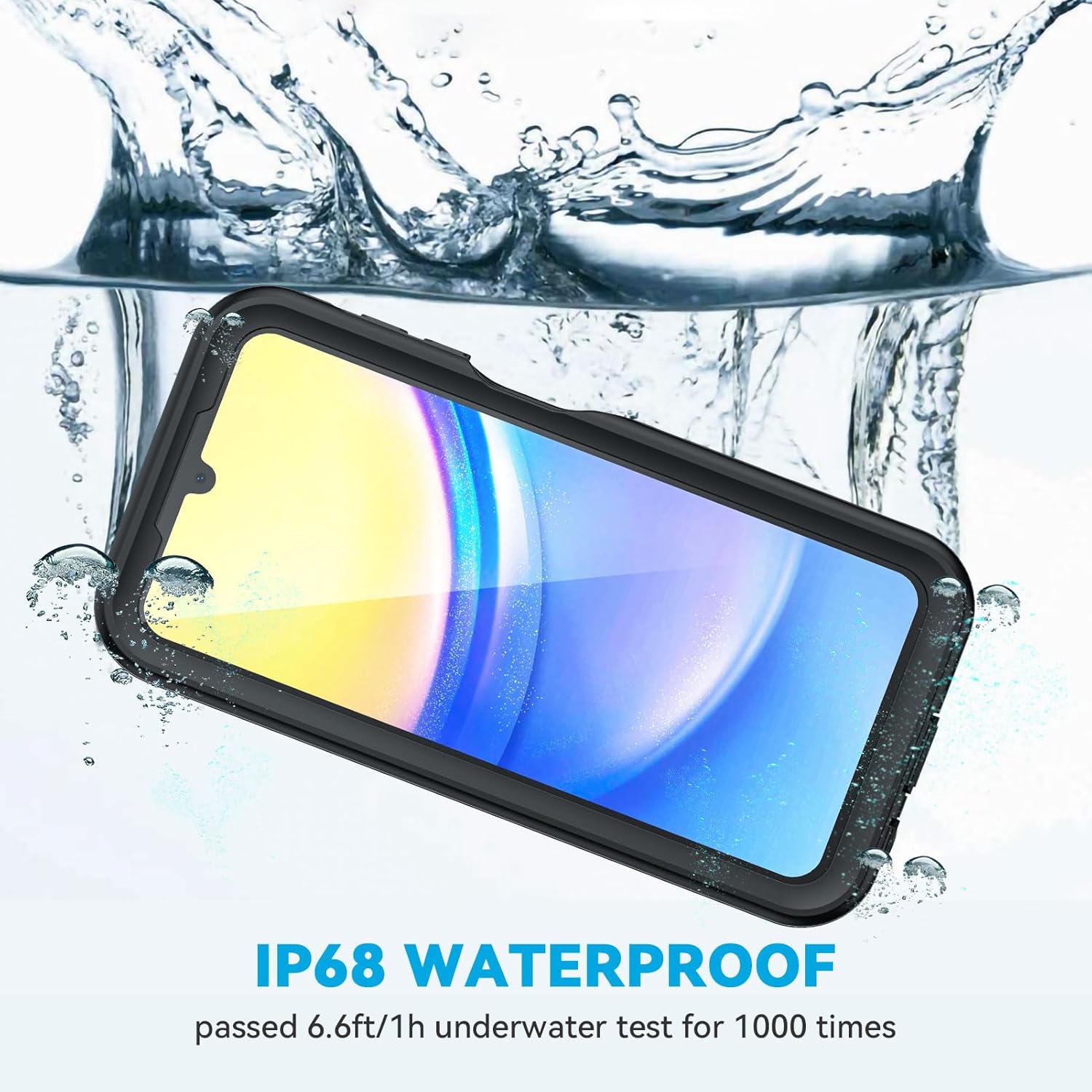 Lanhiem for Samsung Galaxy A15 5G Phone Case, IP68 Waterproof Dustproof Cover with Screen Protector, Heavy Duty Full Body Protective Case for Samsung Galaxy A15 5G, Blue/Clear