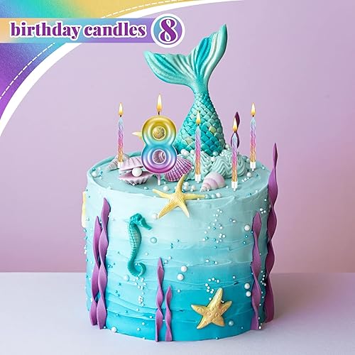 Miniatura 3 de Treela Velas de cumpleaños de 2.7 pulgadas con número arcoíris con 12 piezas de números arcoíris en espiral, vela de primer año para bebé, niña,