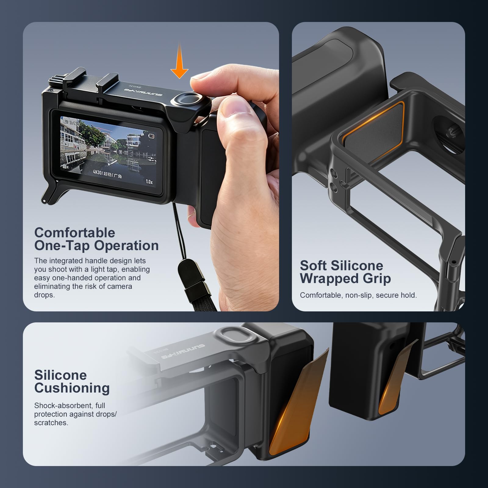 Gdraco Xplorer Grip Kit für DJI Osmo Action 5 Pro/4/3 Seitengriff Kamerakäfig kompatibel mit Action 5 Pro/4/3