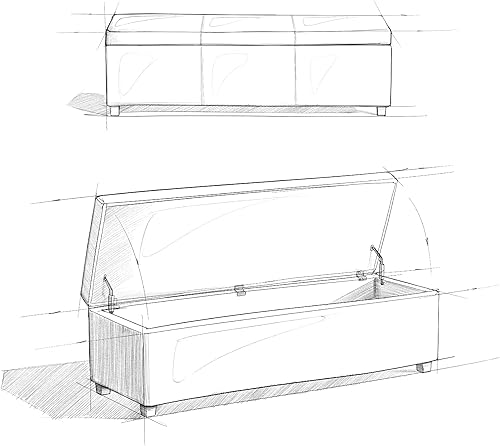 Miniatura 10 de SIMPLIHOME Avalon - Banco contemporáneo tipo otomana rectangular con almacenamiento extragrande de 54 pulgadas de ancho, de pelo sintético de