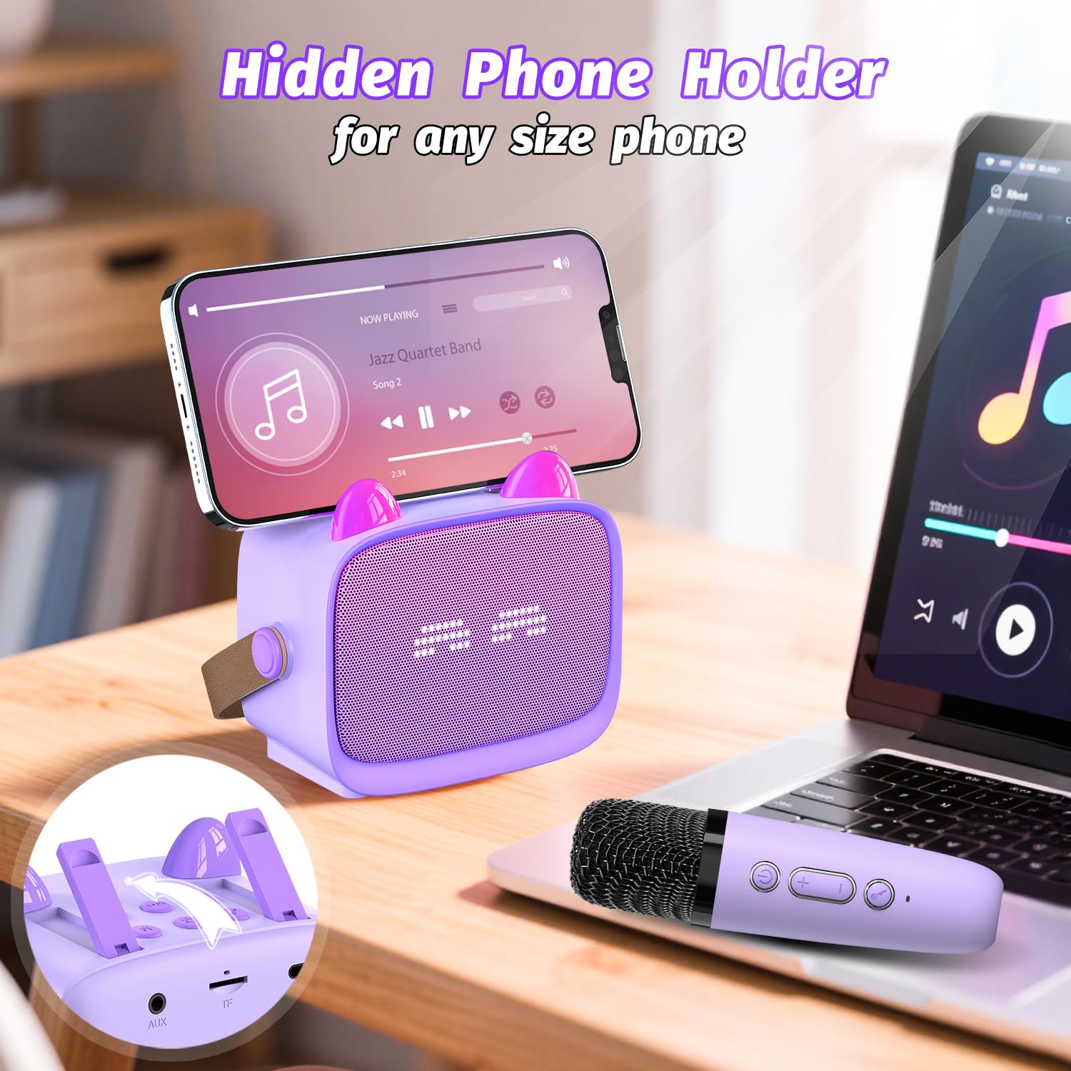 Karaoke Maschine mit 2 Karaoke Mikrofonen Kinder: Mini Karaoke Maschine Geschenk Mädchen mit Mikrofon Kindertag Geschenk Spielzeug 3-12 Jahre - Geburtstagsgeschenk MusikLautsprecher