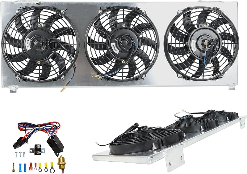 Kit de carenagem de alumínio com 3 ventoinhas de 22,99 cm e relé termostático smileracing para Jeep Cherokee XJ e Comanche 1991–2001