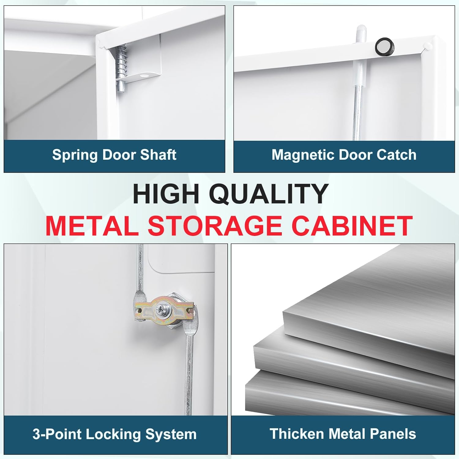 MIIIKO Metal Storage Cabinet with Lock, 71” Steel Storage Cabinet with 2 Doors and 5 Adjustable Shelves, for Office, School.