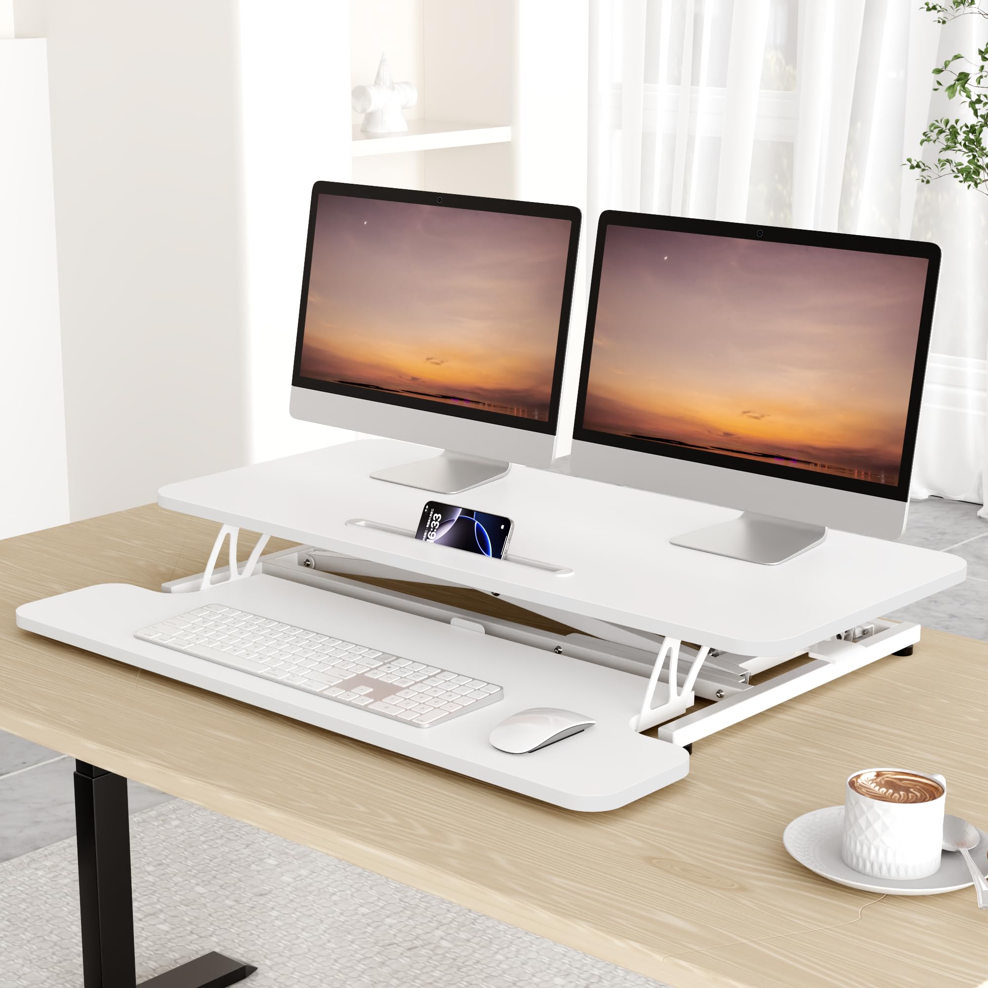 ERGOMAKER Convertidor de Escritorio de pie, Convertidor de Escritorio de Pie de 91 x 40cm Altura Ajustable