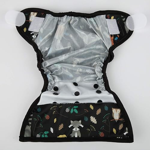 Miniatura 4 de Pañal de tela para bebé, con gancho y bucle, doble refuerzo para niños (búhos de mapache)