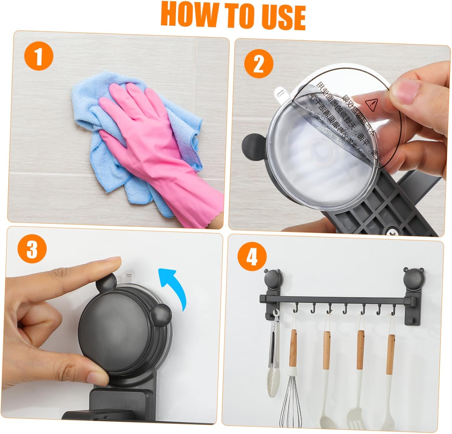 IMIKEYA Suction Cup Hooks for Shower and Kitchen Multi-Purpose Wall Rack for Towels and Utensils No Drilling Installation Stylish Finish for Home Organization