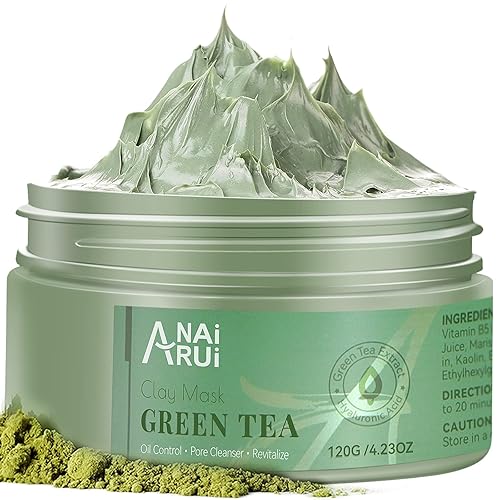 Miniatura 8 de ANAI RUI Máscara de té verde, máscara de arcilla para limpieza profunda sin poros, máscara facial de té verde, removedor de puntos negros con