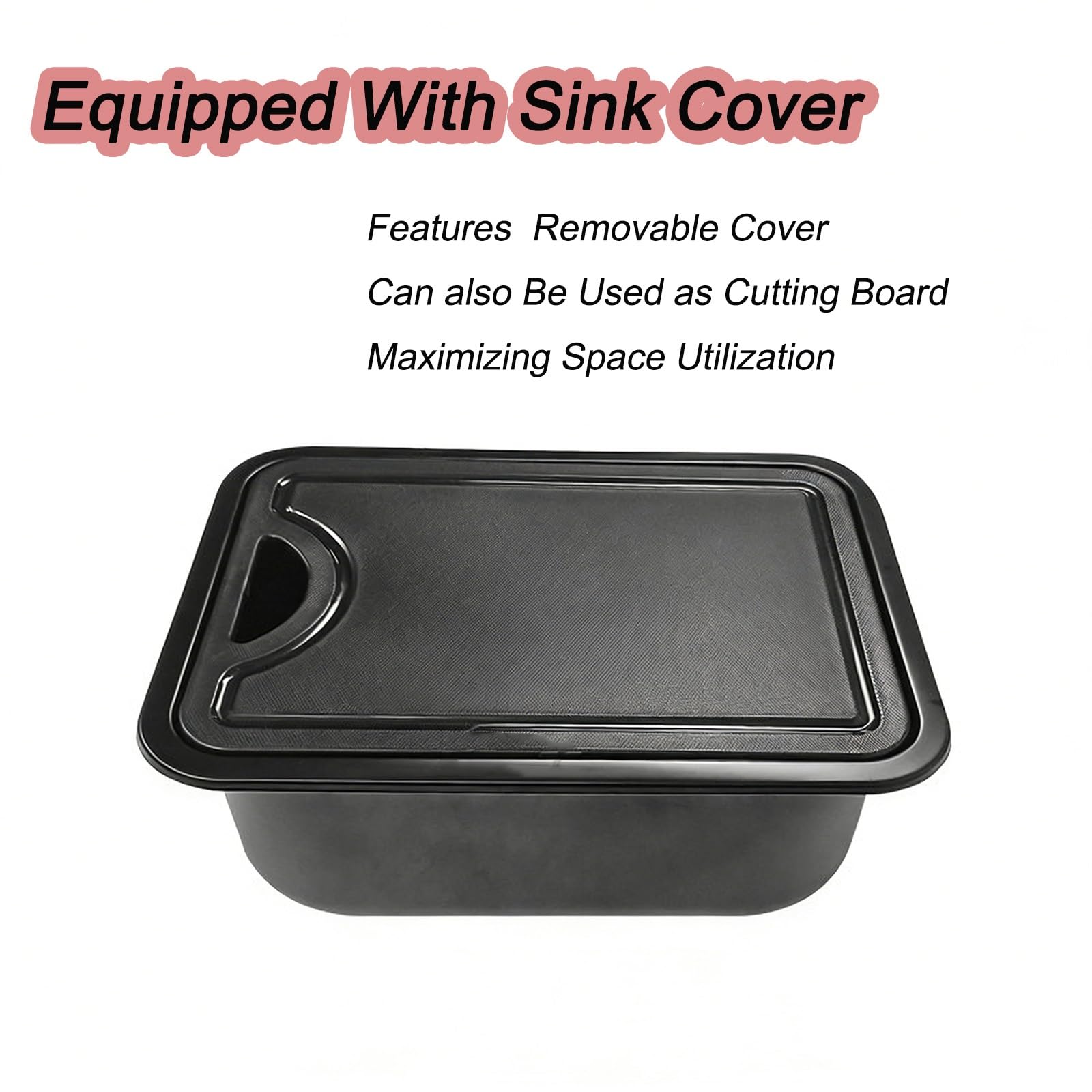 Fregadero Portatil Camping, Fregadero de Acero Inoxidable con Grifo, Lavabo Caravana con Tapa y Desagüe, Apto para Caravanas, Autocaravanas