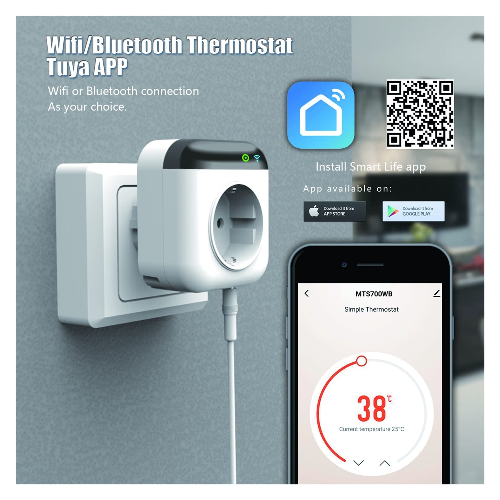 Termometro da interno igrometro digitale Termostato riscaldante WiFi Smart Termostato caldo Termostato Termostato Temperatura Temperatore Lavoro Con display LCD(Wifi thermostat UK)