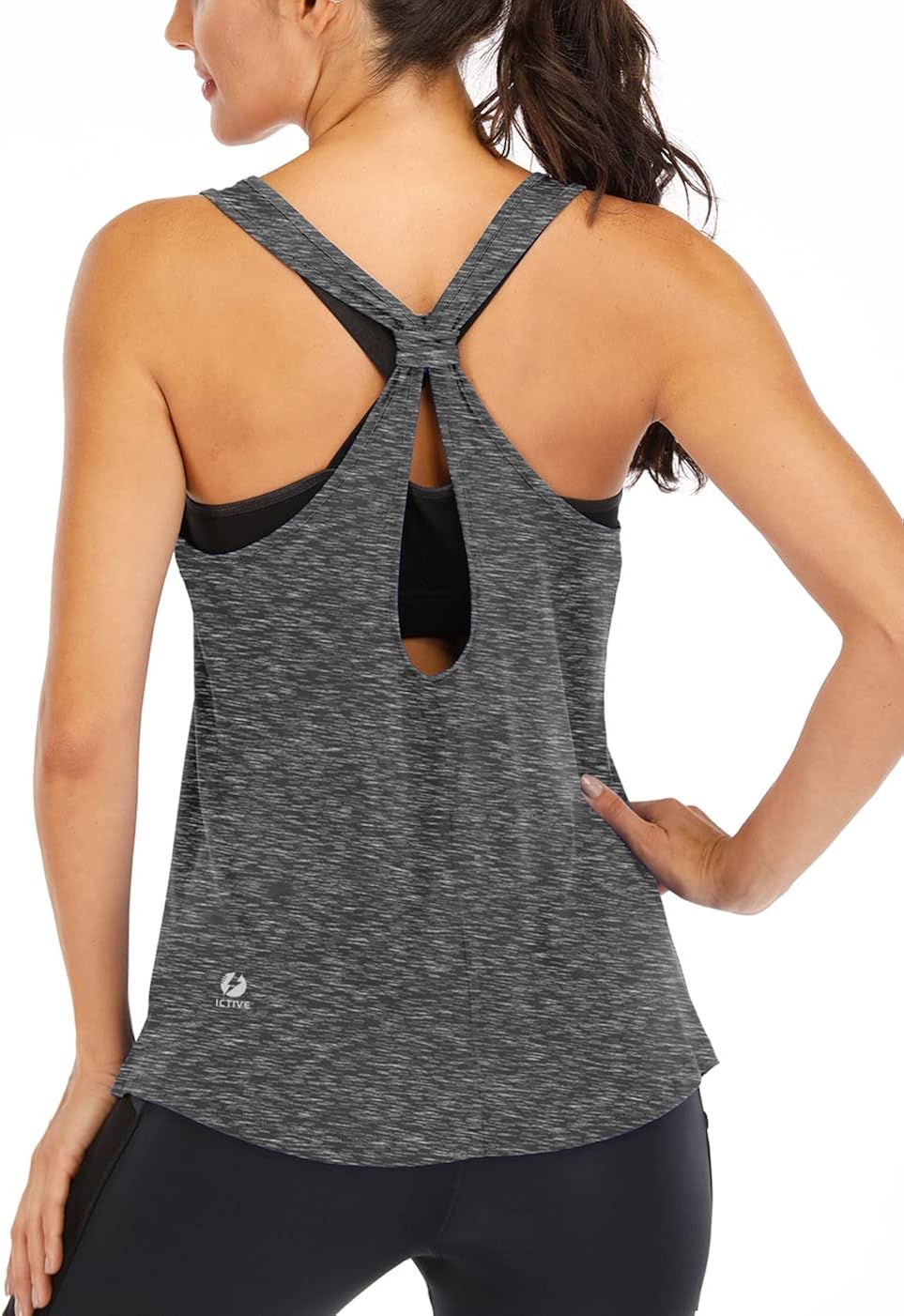 ICTIVE Workout Tank Tops for Women Yoga Tops for Women Loose fit Backless Muscle Tank Racerback Tank Tops Summer Gym Tops