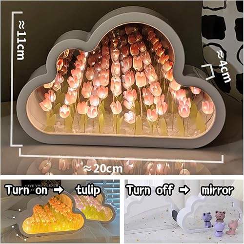 Miniatura 6 de Espejo de pétalos infinitos, espejo de pétalos celestiales, espejo de lámpara de tulipán de nube, espejo de nube de tulipán, espejo de nube de