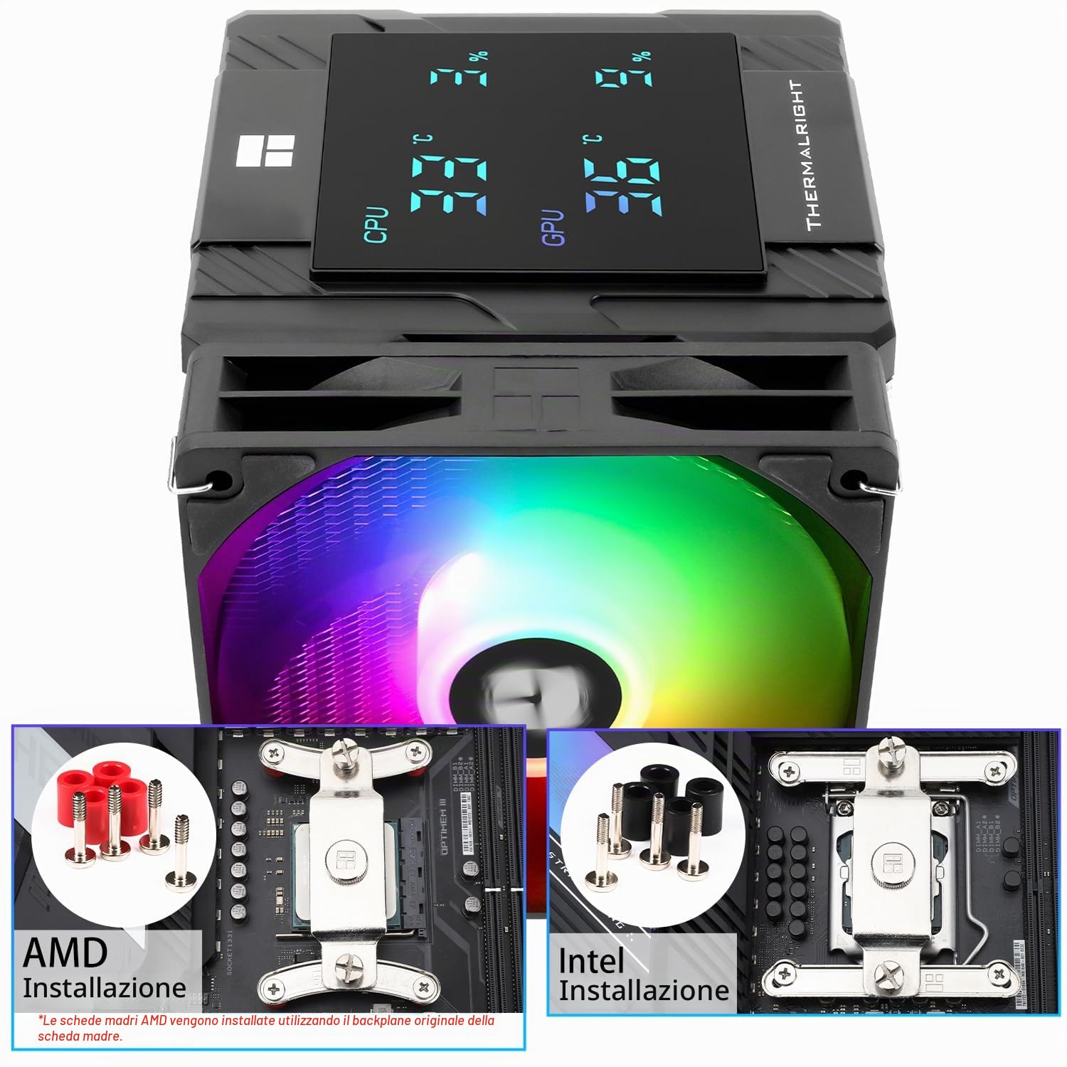 TR-Thermalright Peerless Assassin 120 Digital ARGB Black CPU-Kühler, Double Tower mit 6 Heatpipes, Dual PWM Lüfter-1850RPM, Digital Display Board Top Cover, für AM5/AM4, Intel LGA1851/1700/1200/115x