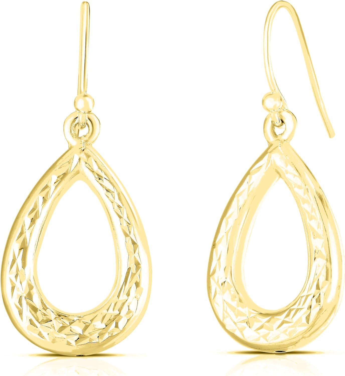 Savlano 925 Sterling Silver Diamond Cut Tear Drop Earrings - 18K Gold Plated Earrings for Women Comes with a Gift Box - Made in Italy