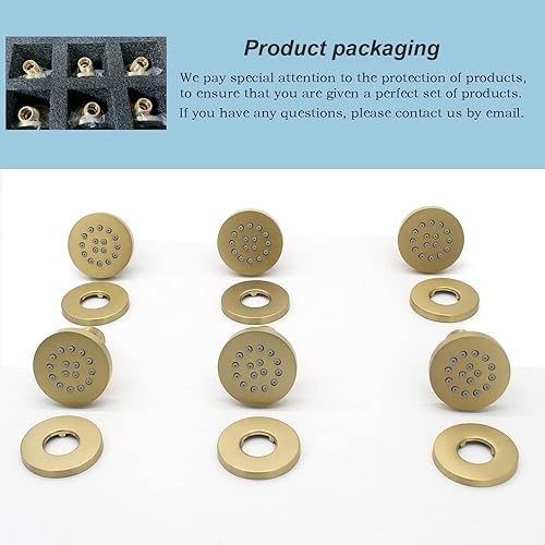 Miniatura 45 de HOMEDEC - Paquete de 6 chorros redondos de latón cepillado para masajes cuadrados de 2 pulgadas