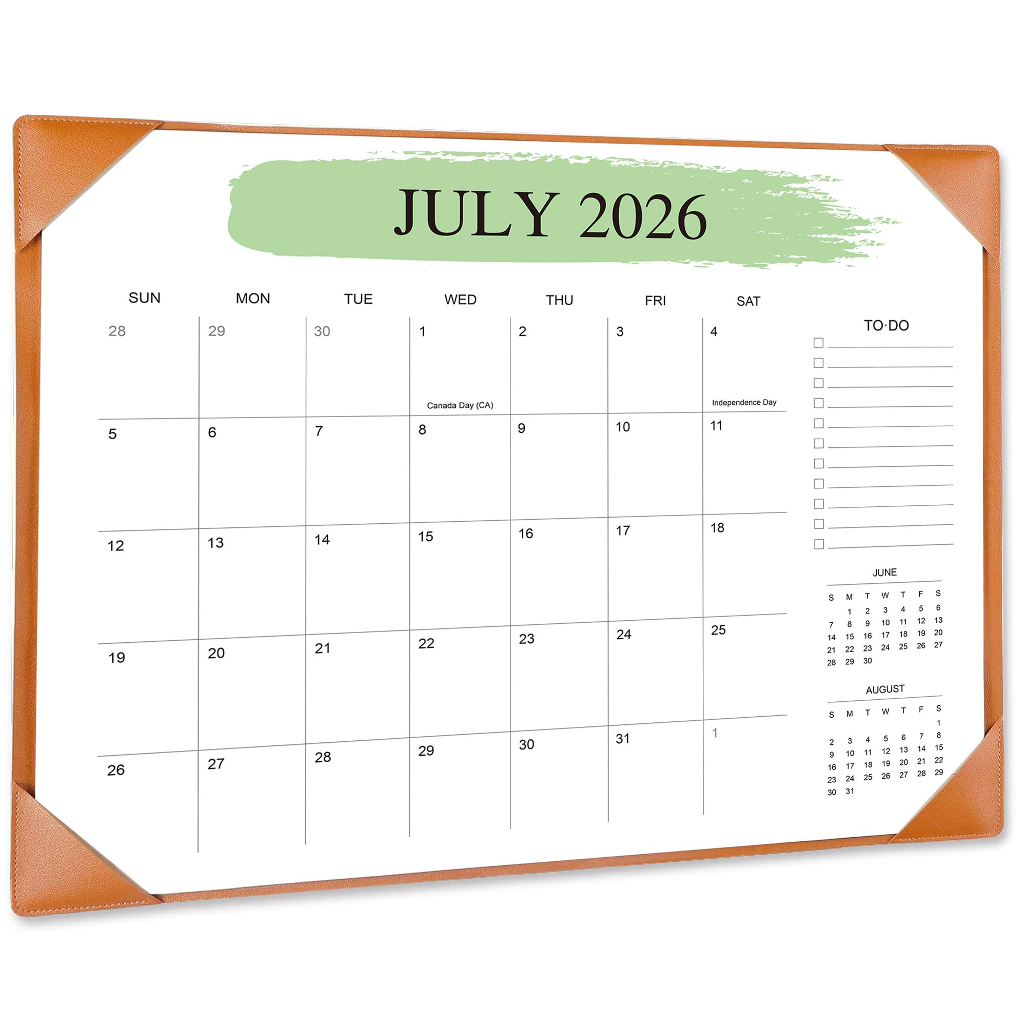 Calendario de escritorio grande con almohadilla protectora, 22 x 17 pulgadas, 18 meses de julio de 2025 a diciembre de 2026 (marrón)