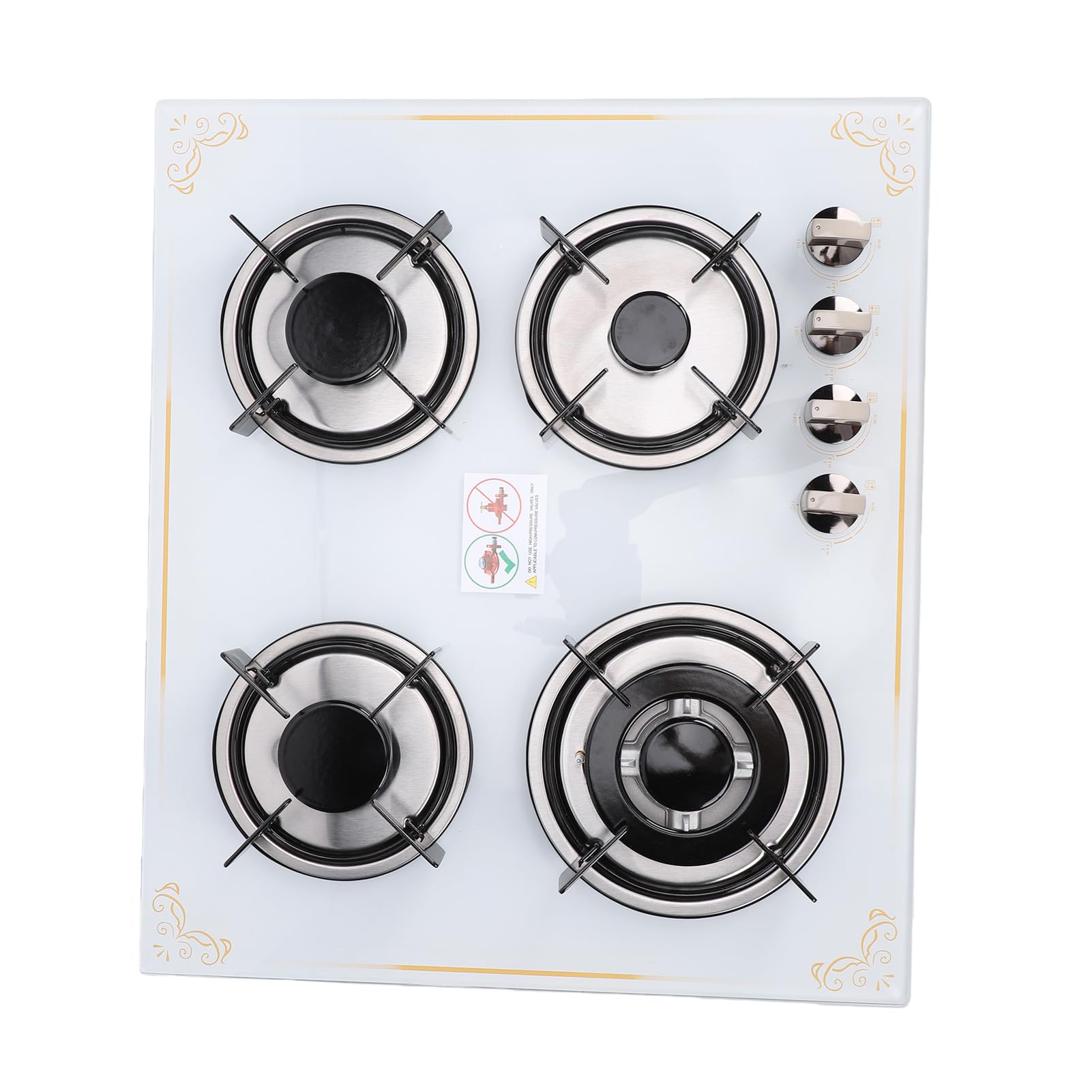 Haofy Cuisinière à Gaz 4 Brûleurs 24 Pouces, Table en Verre et Acier